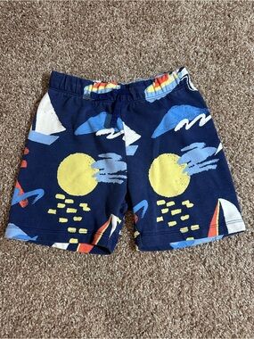 H&M Navy Shorts with Yellow Sun & Multicolor Sail Graphics